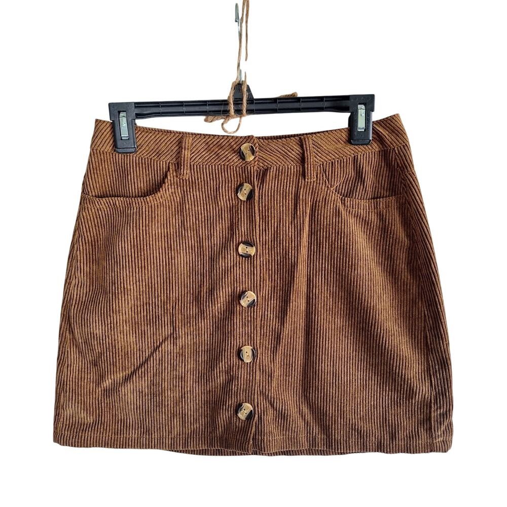 Corduroy Mini Skirt Sz S Brown Preppy Classic Dark Academia Ambiance Apparel